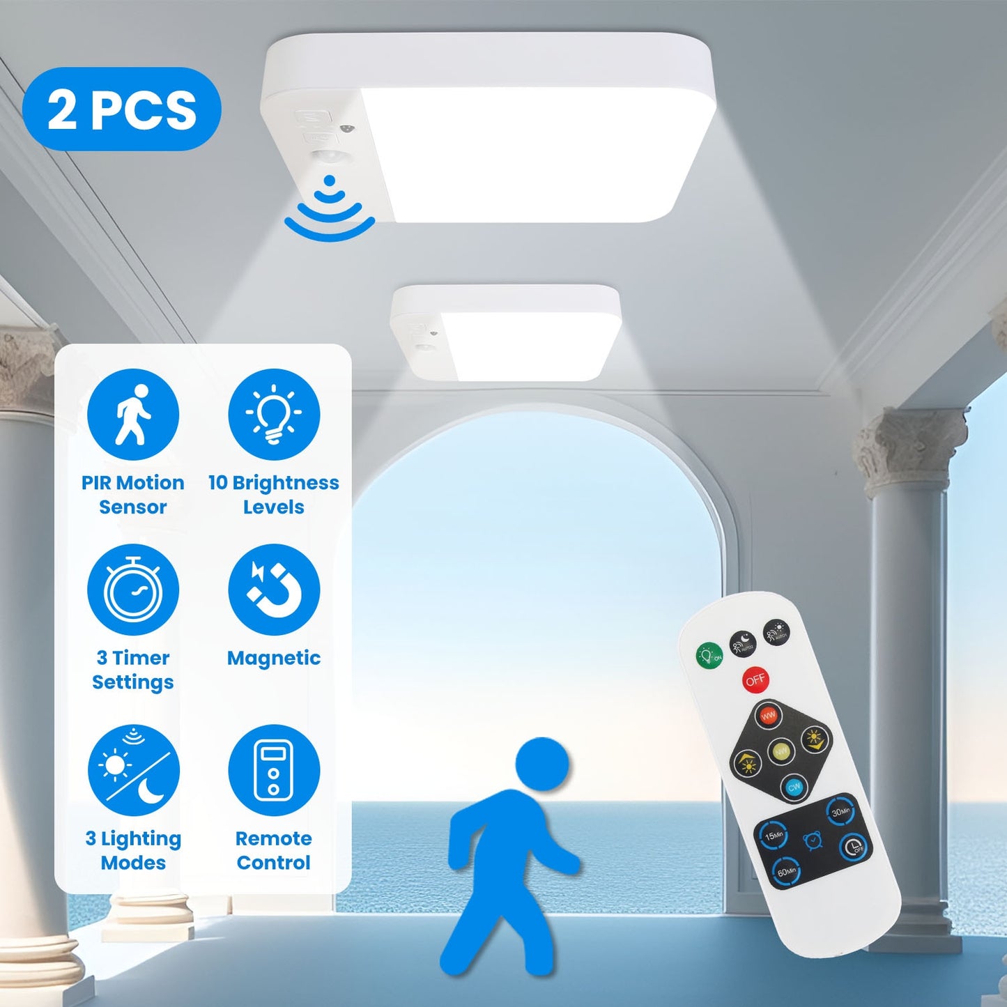 Smart Motion Sensor Rechargeable Ceiling Light