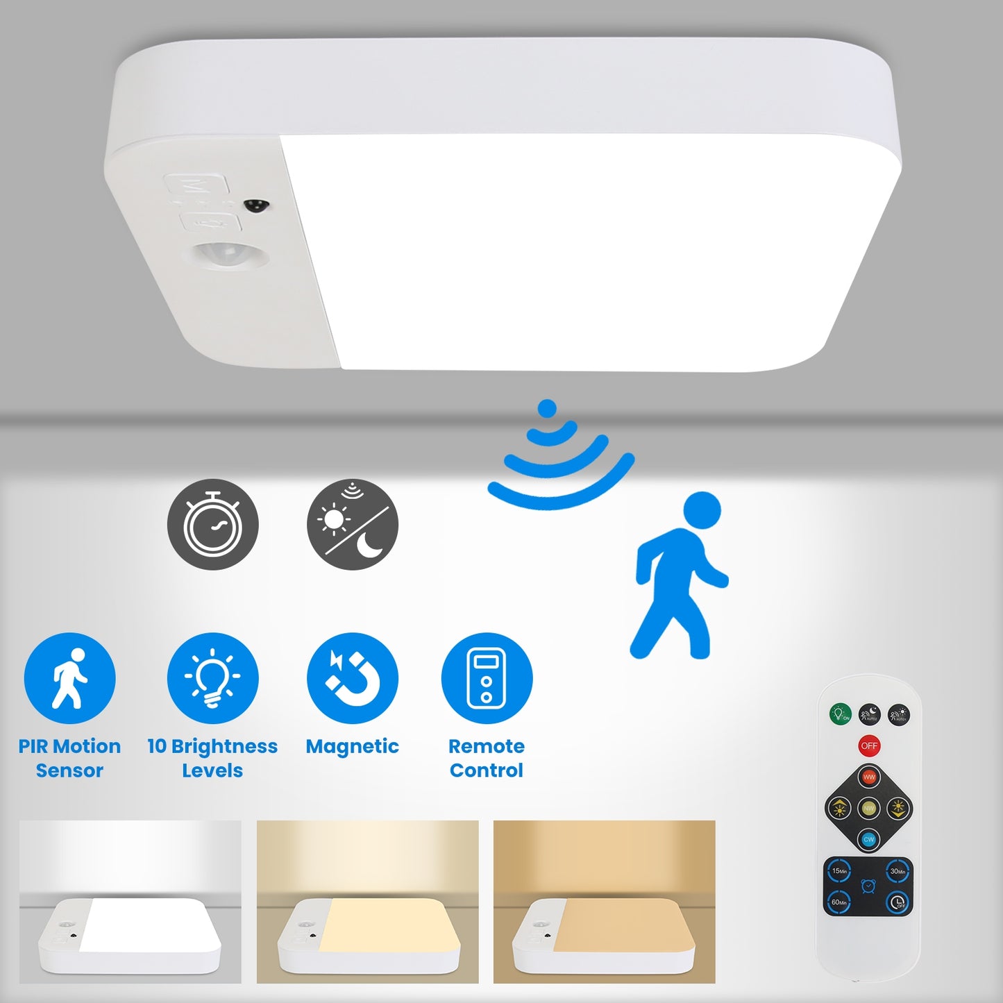 Smart Motion Sensor Rechargeable Ceiling Light